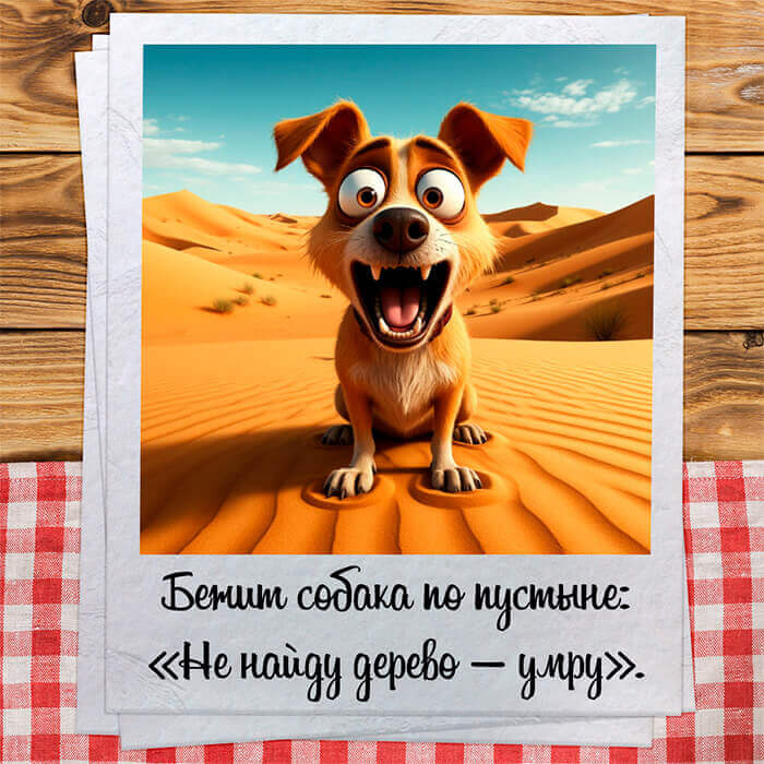 Бежит собака по пустыне
